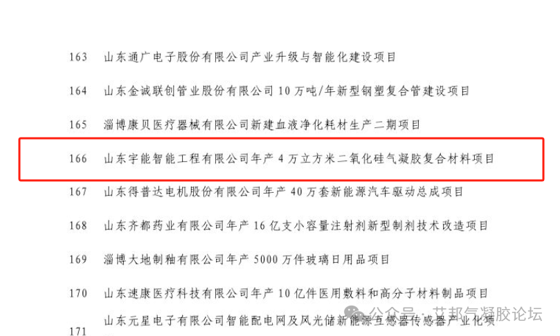 宇能环境4万m³/a二氧化硅气凝胶复合材料项目入选2025年省重大项目名单